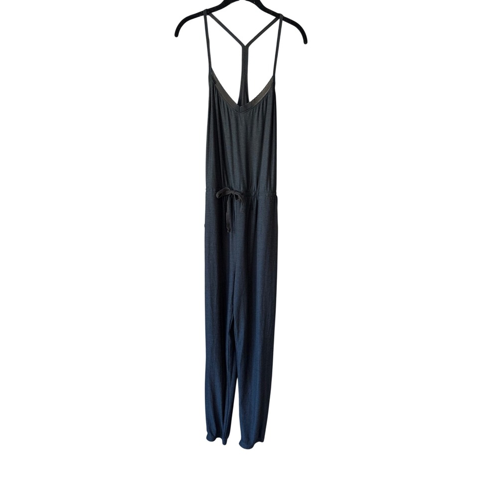 Beyond Yoga Womens Black Racerback Mesh Trim‎ Drawstring Jumpsuit Medium
